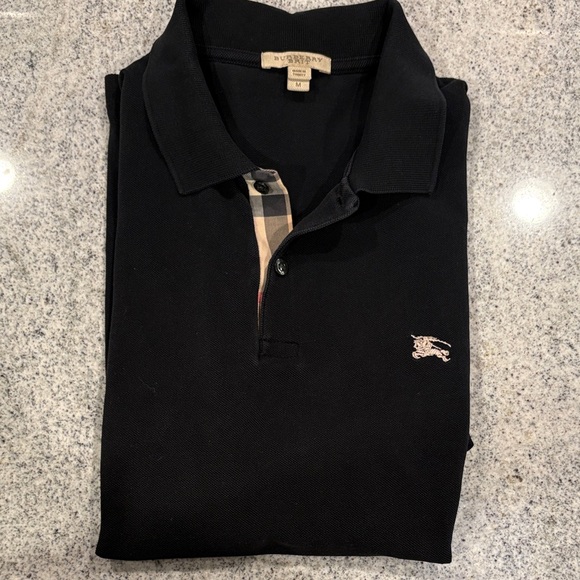Burberry Black Polo Shirt with Check Detail